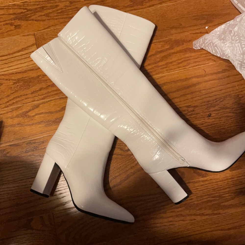 Macy’s White knee high boots